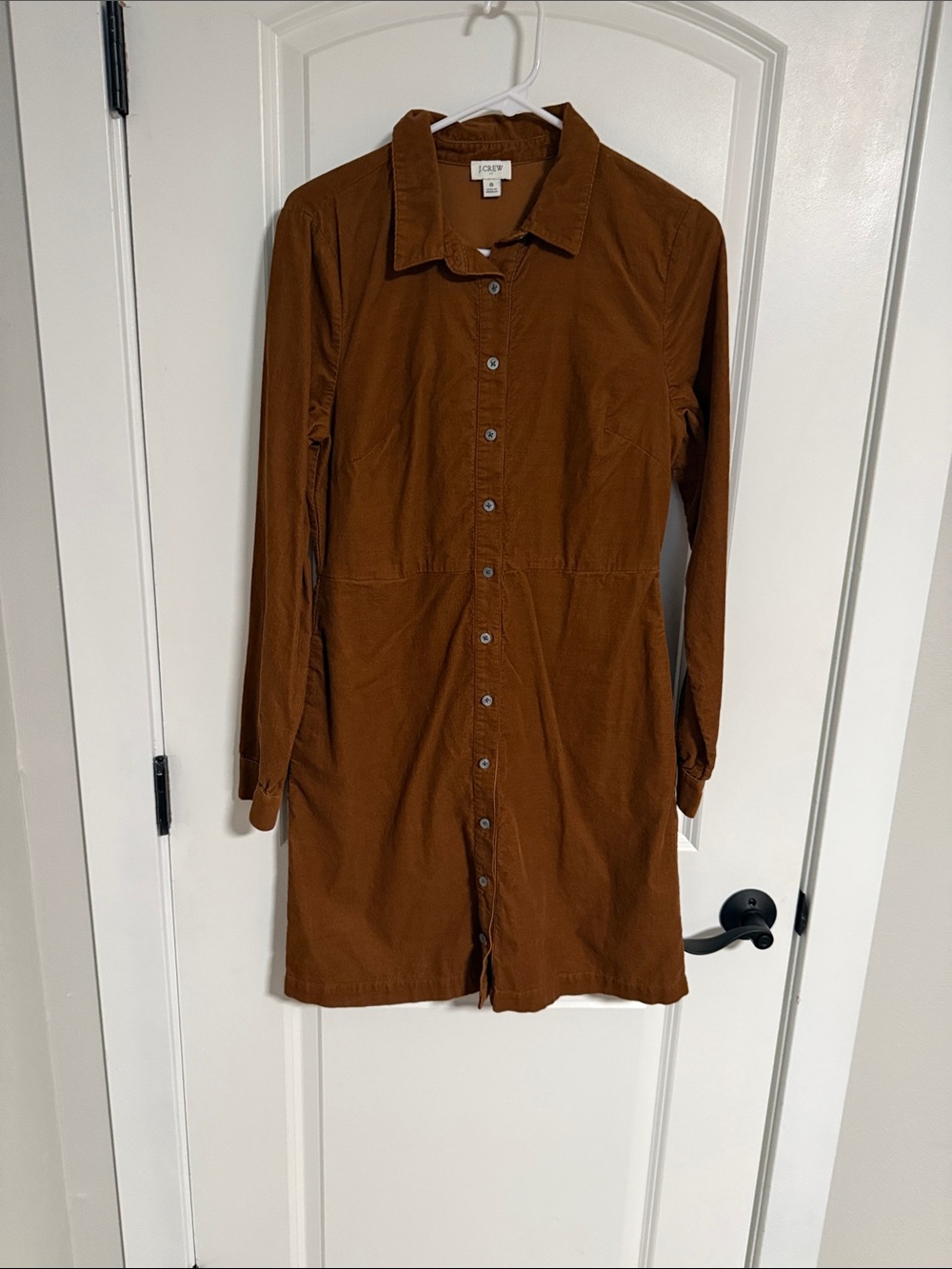 J. Crew Rust Brown Long-Sleeve Corduroy Shirt Dress